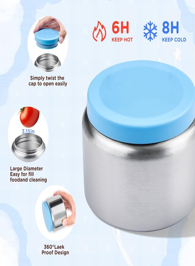 JXXM Bento Lunch Box for Kids With 8oz Thermo, Leakproof Bento Box with with 2 Compartments, Insulated Bottle, Lunch Bag, BPA Free Dishwasher Safe for School Girls Boys (Blue) - Image 5